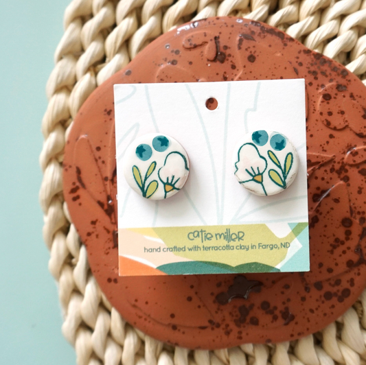 Berry Floral Stud Post Earrings