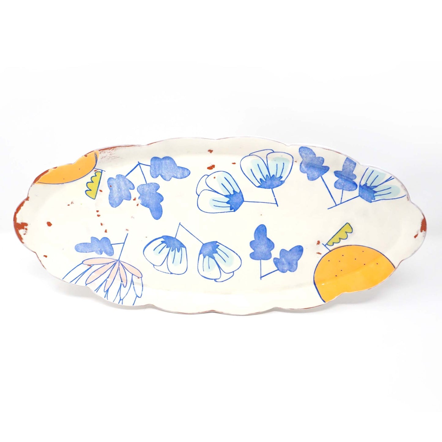 Orange Flora Oval Platter