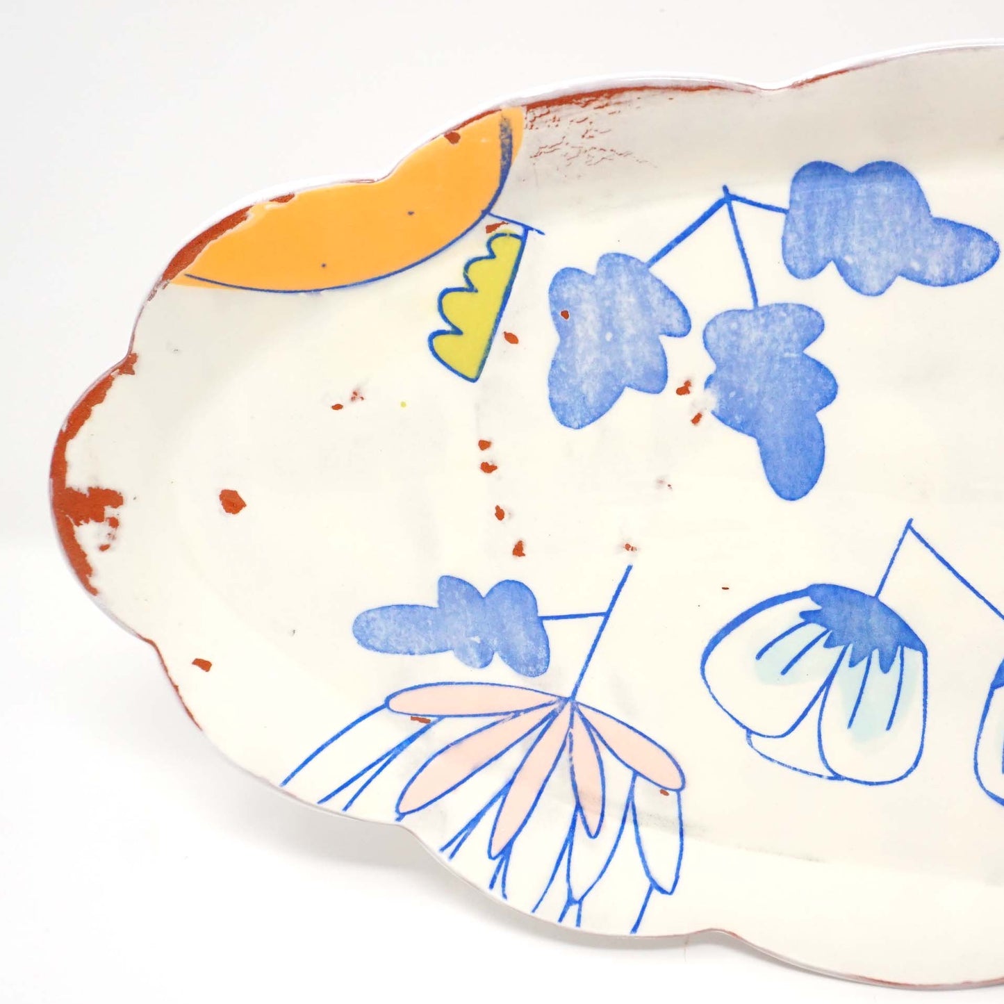 Orange Flora Oval Platter