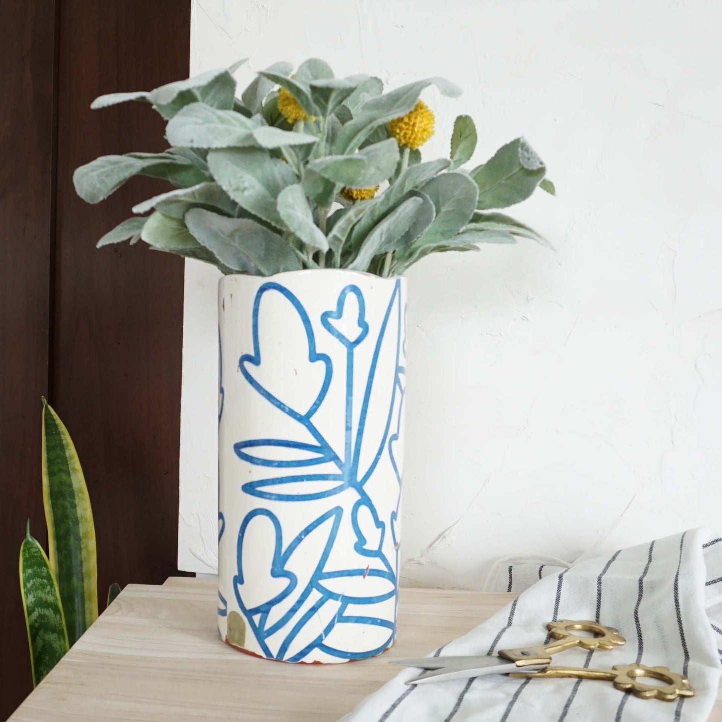 Bold Botanical Large Vase Blue