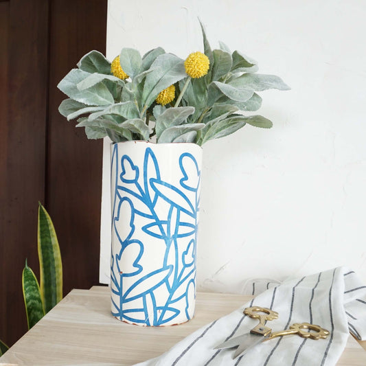 Bold Botanical Large Vase Blue