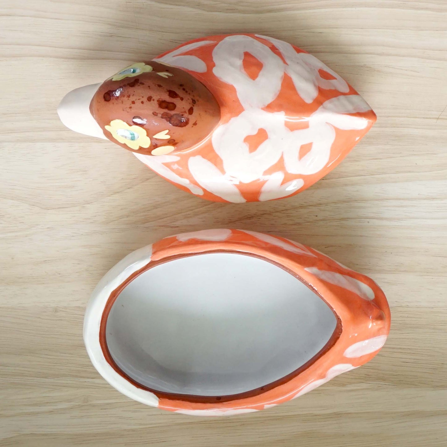 Duck Keepsake Box Coral Floral