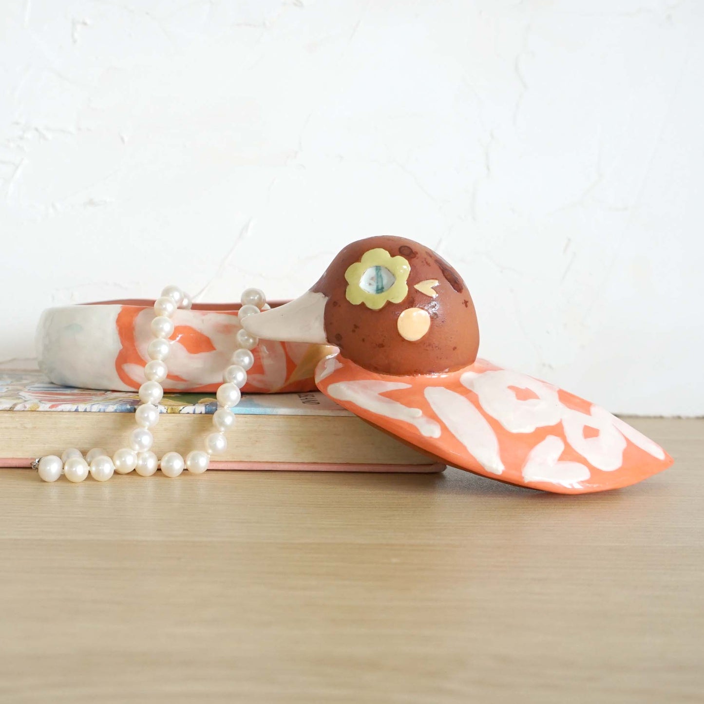 Duck Keepsake Box Coral Floral