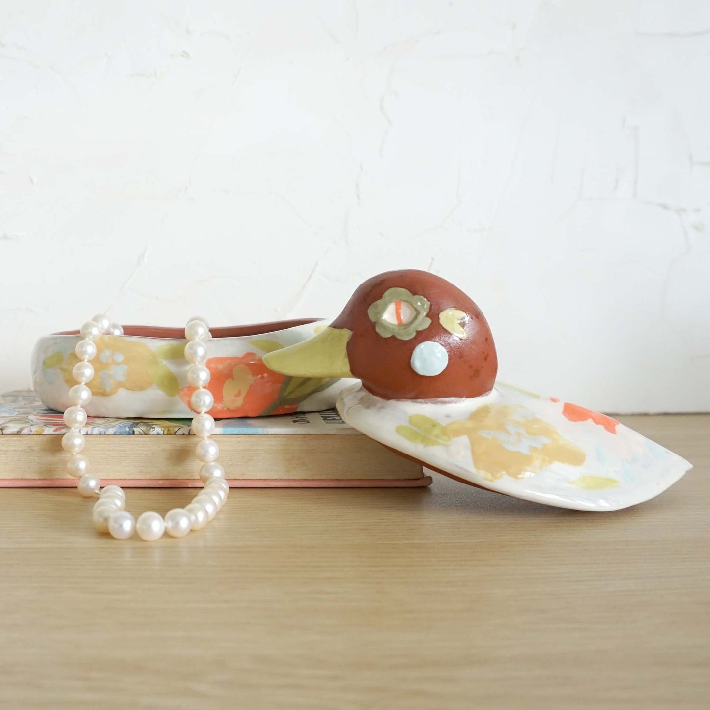 Duck Keepsake Box White Floral