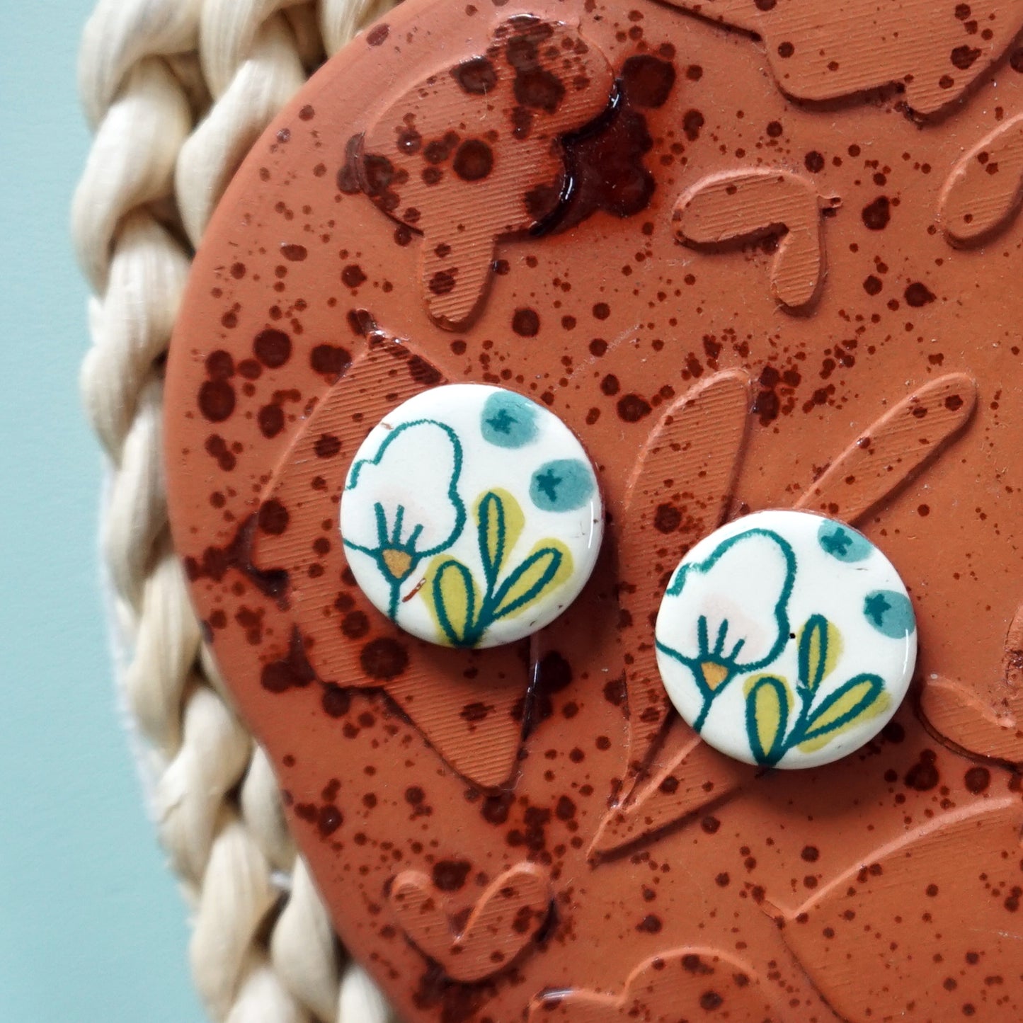 Berry Floral Stud Post Earrings
