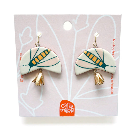 Flower Fly Dangle Earrings