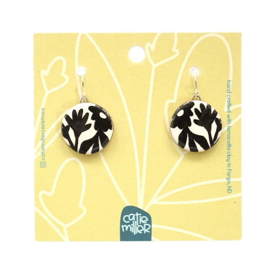 Black Daisy Dainty Dangle Earrings