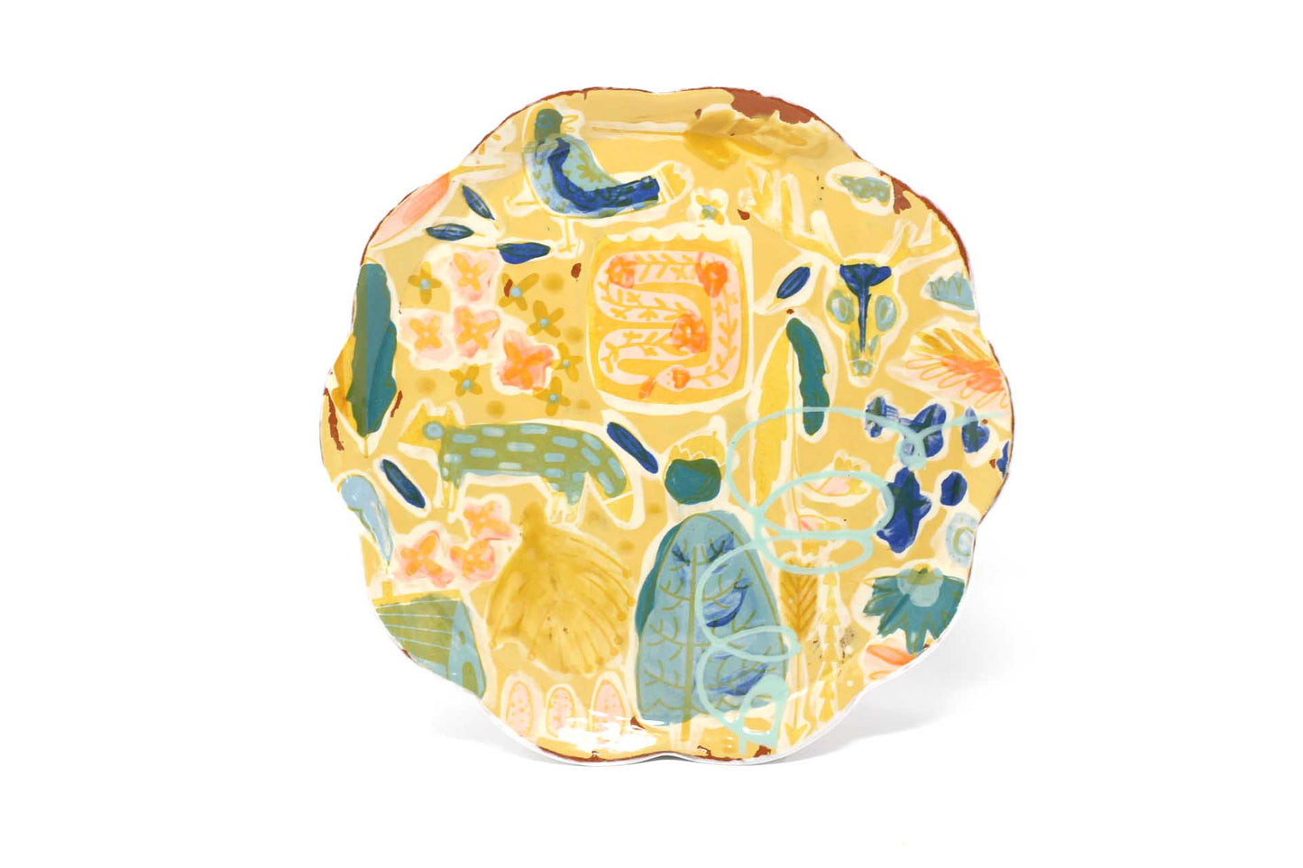 Yellow Folksy Flash Dinner Plate