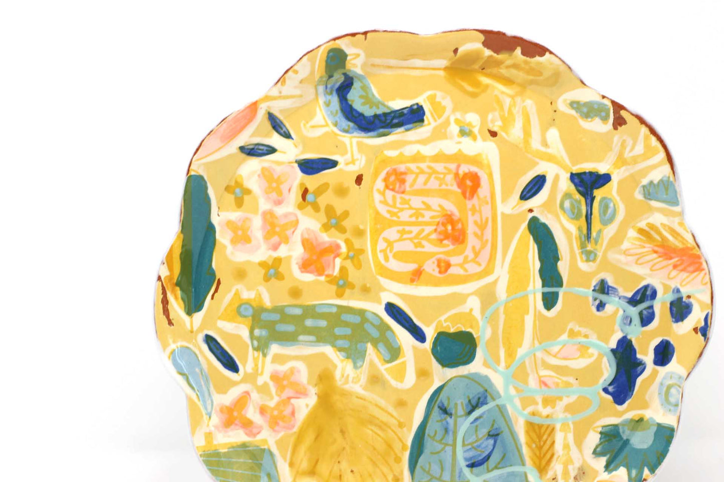 Yellow Folksy Flash Dinner Plate