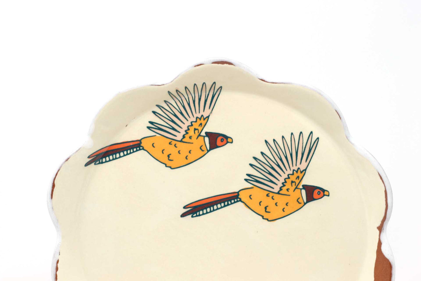 Pheasants Flying Salad Plate Orange