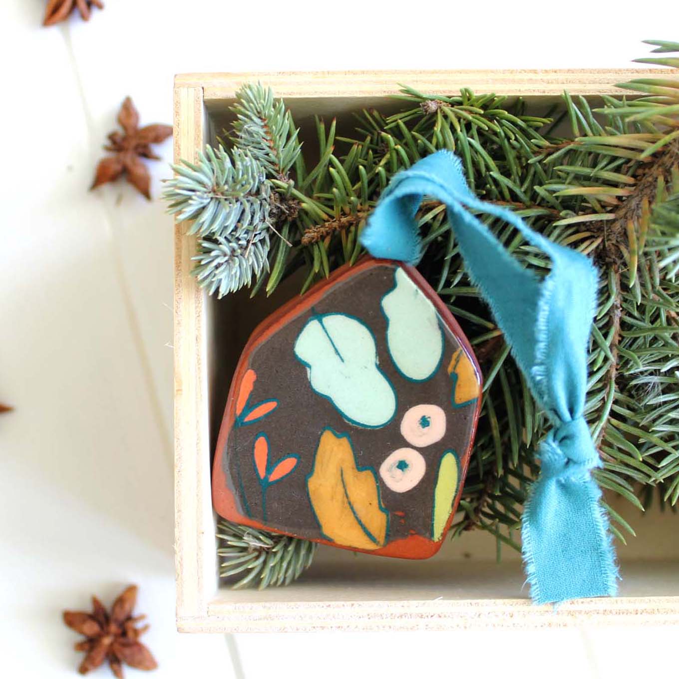 House Floral Holiday Ornament Charcoal