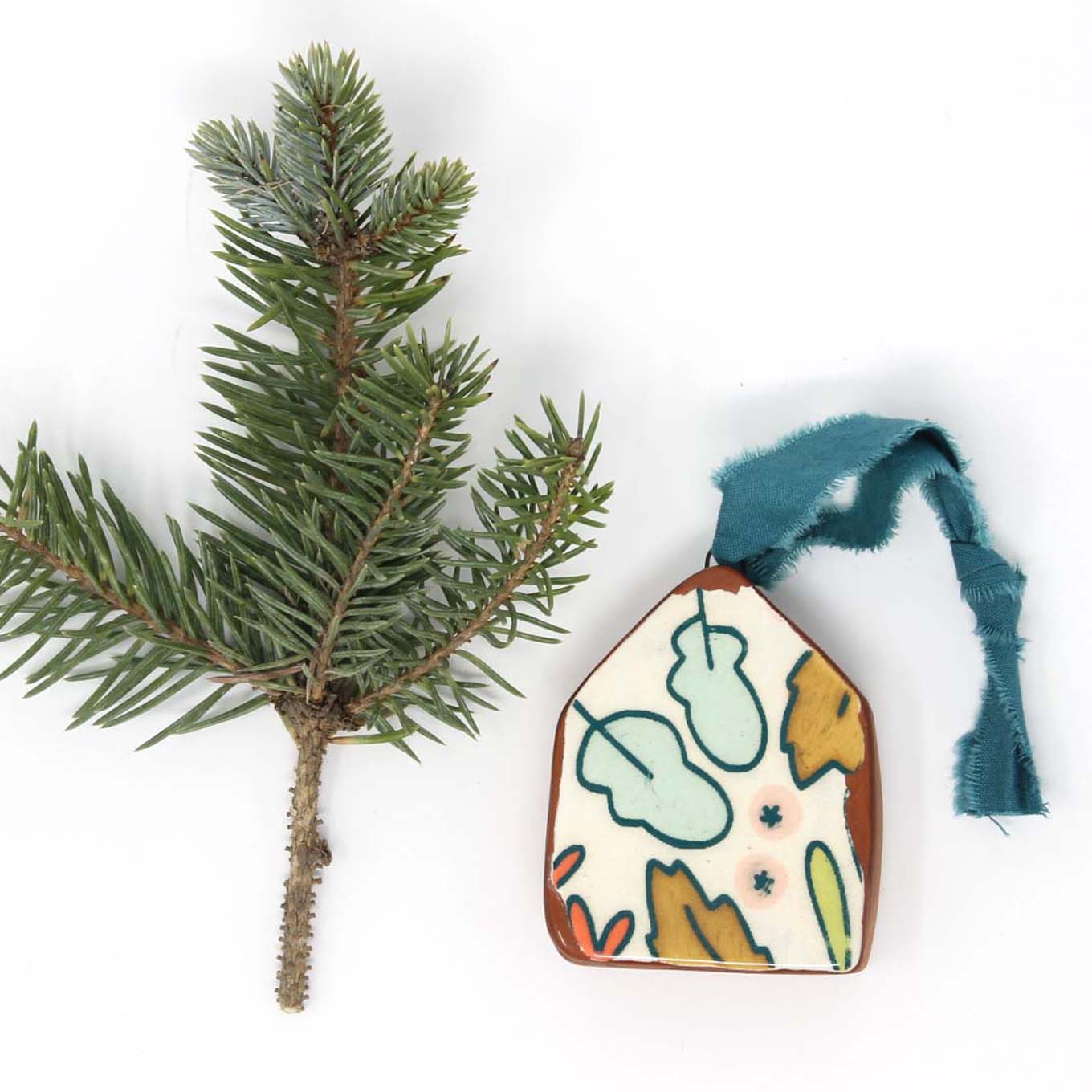 House Floral Holiday Ornament White