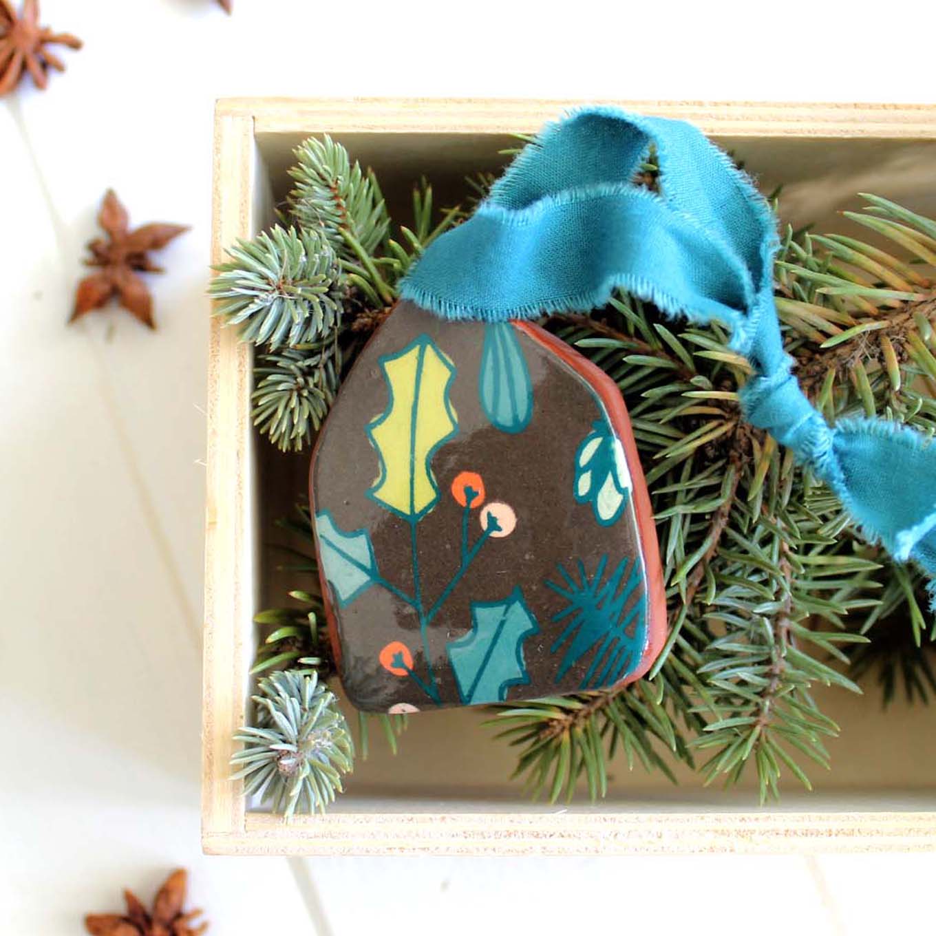 House Holly Holiday Ornament Charcoal