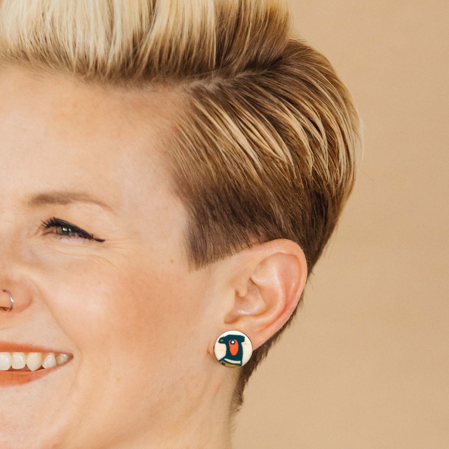 Pheasant Stud Post Earrings