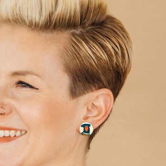 Pheasant Stud Post Earrings