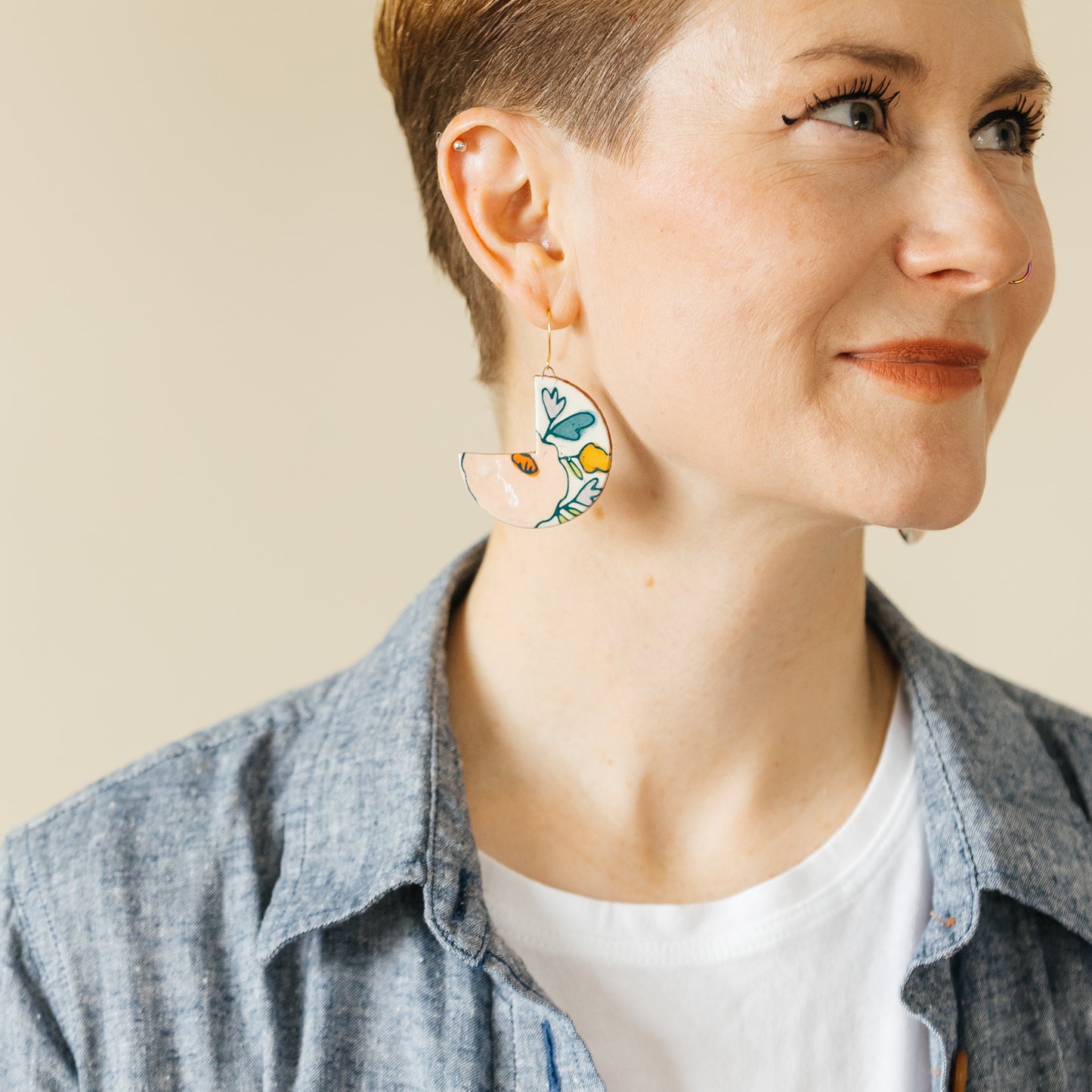 Soft Spring Dangle Earrings White