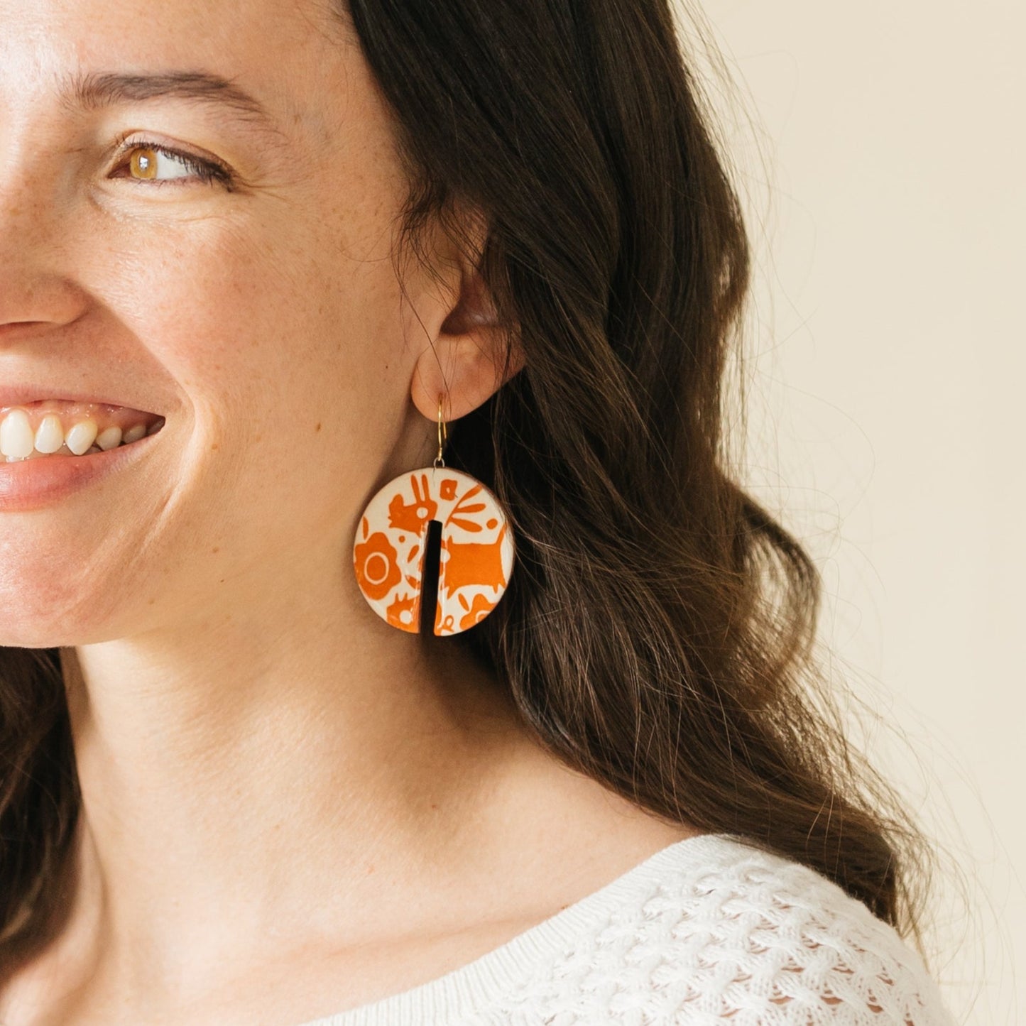 Animal Doodle Dangle Earrings Red