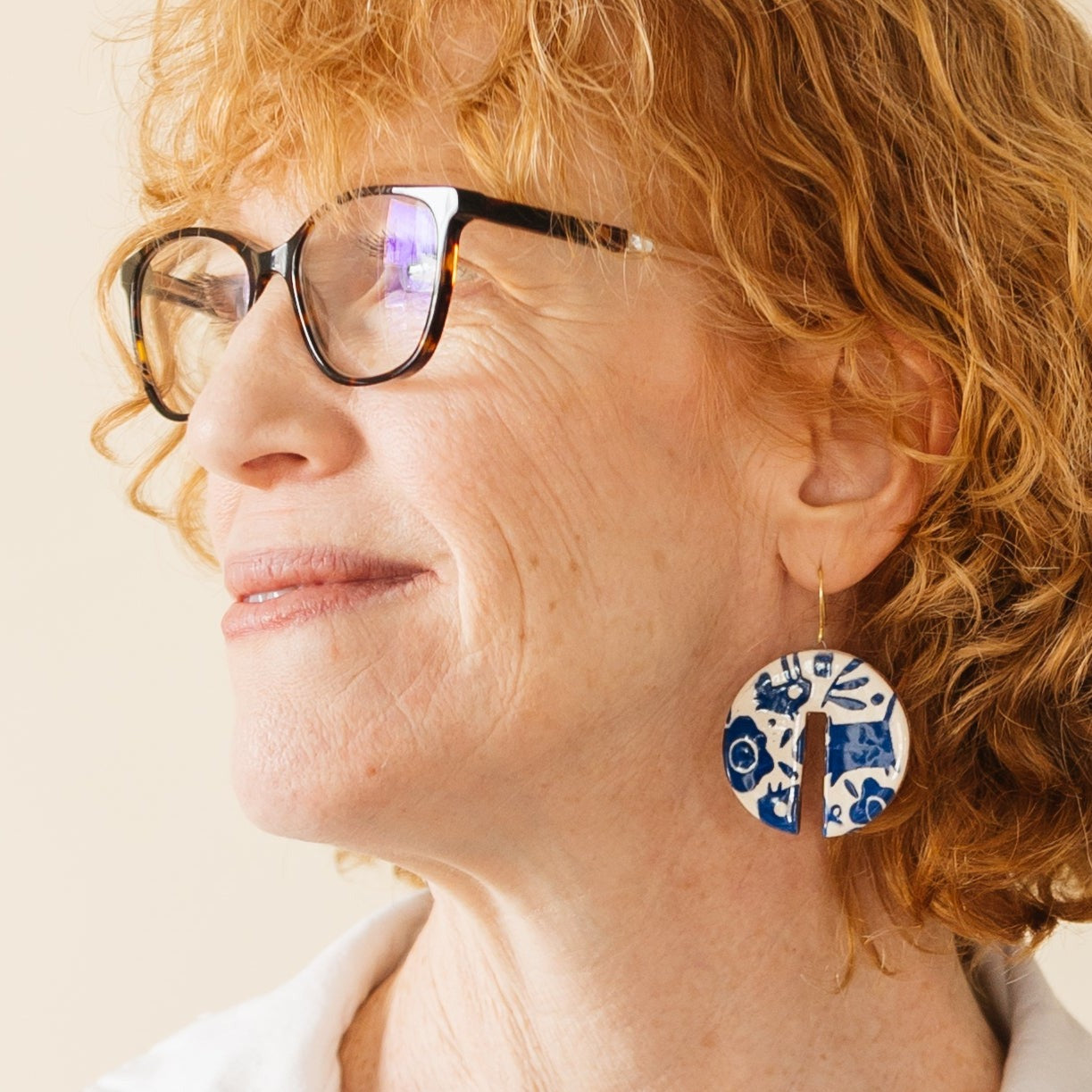 Animal Doodle Dangle Earrings Blue