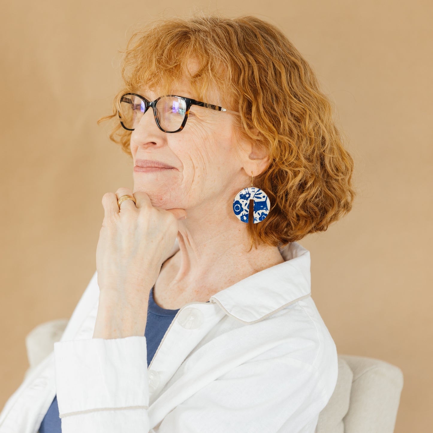 Animal Doodle Dangle Earrings Blue