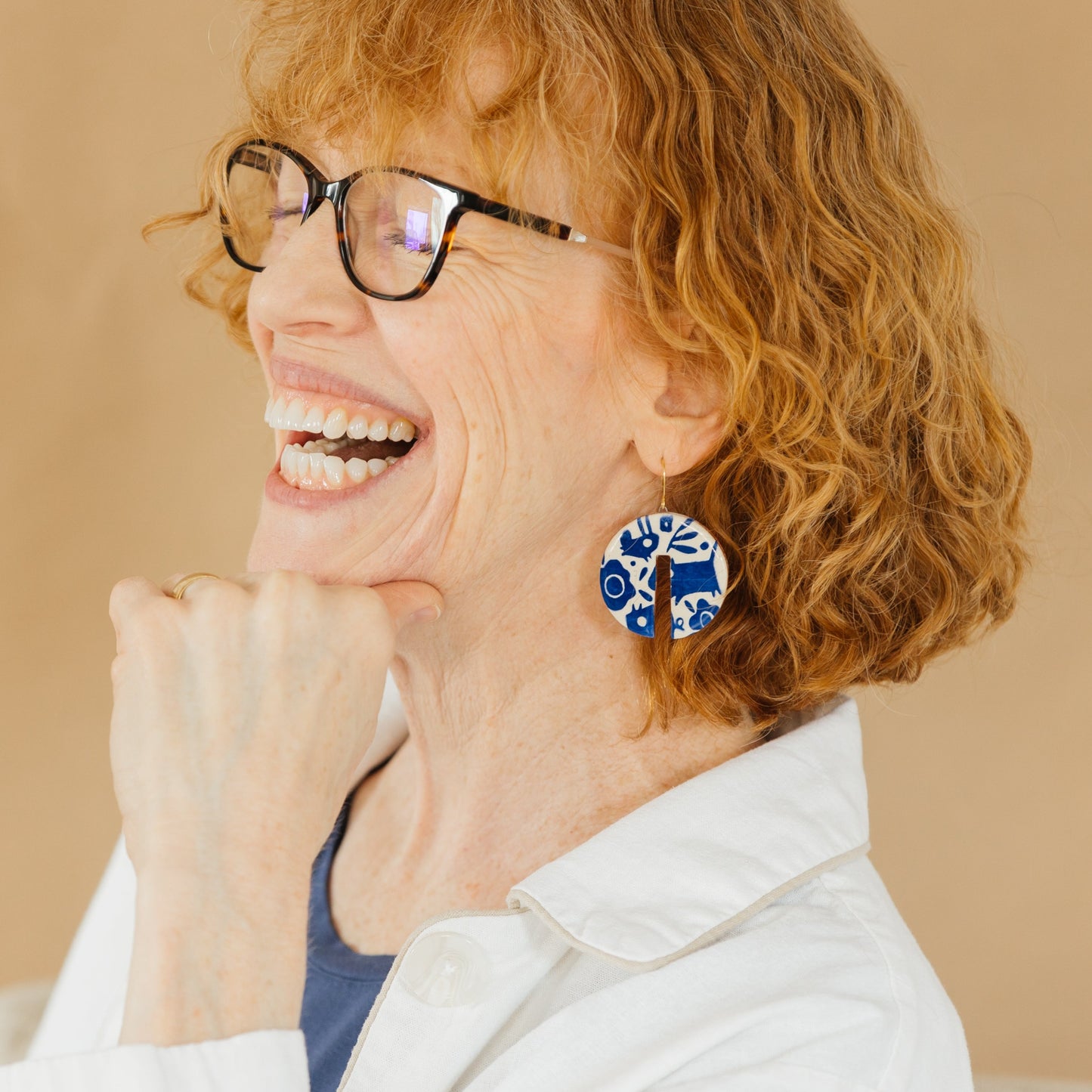 Animal Doodle Dangle Earrings Blue