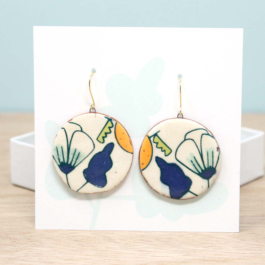 Orange Flora Dangle Earrings