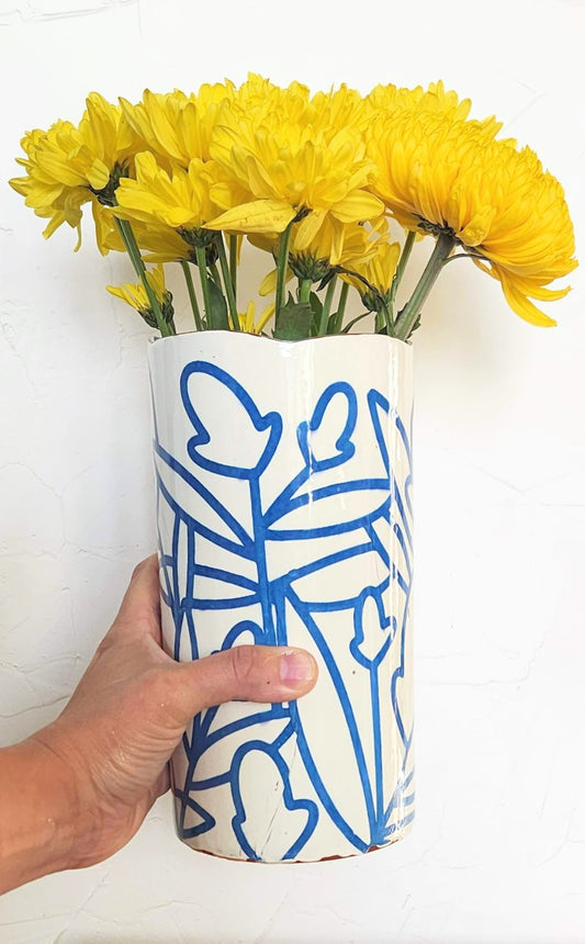 Bold Botanical Large Vase Blue