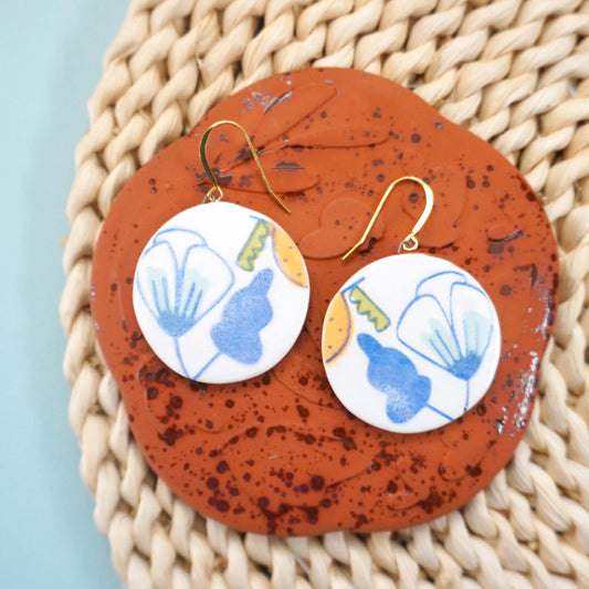 Orange Flora Dangle Earrings
