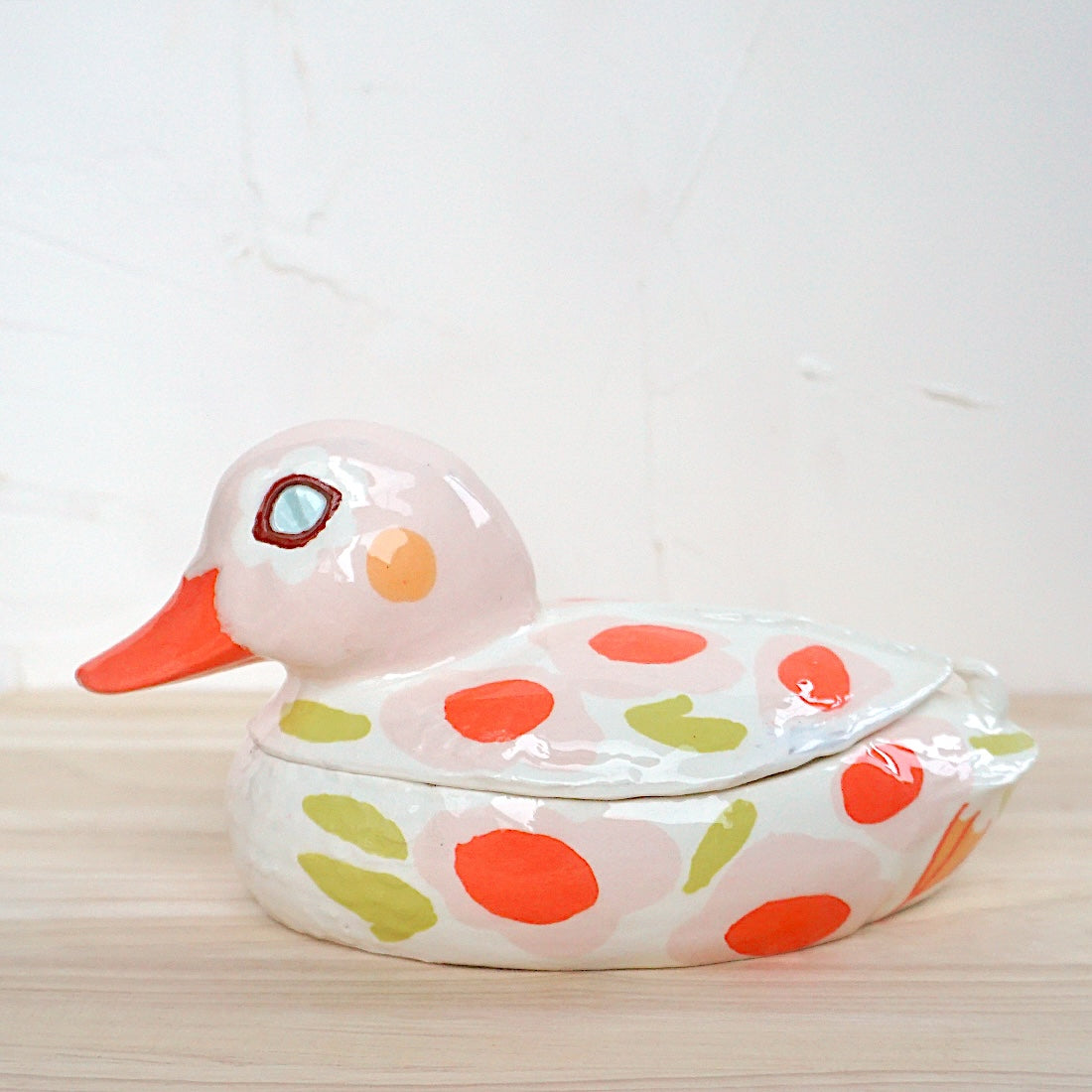 Duck Keepsake Box Pink Floral