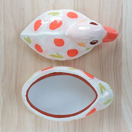 Duck Keepsake Box Pink Floral