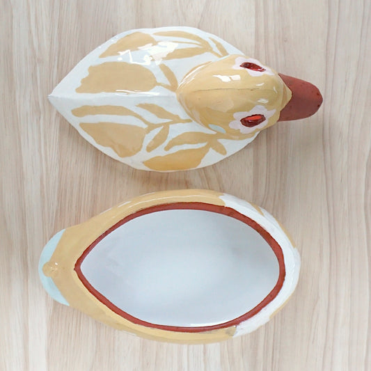 Duck Keepsake Box Mustard Floral