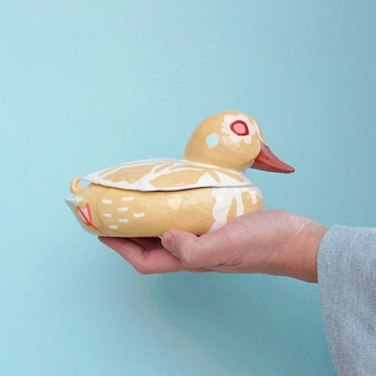 Duck Keepsake Box Mustard Floral