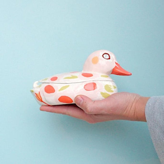 Duck Keepsake Box Pink Floral