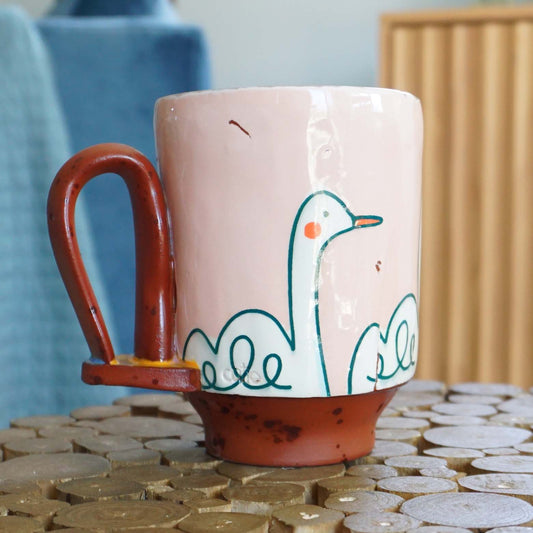 Swan Loop Handle Mug Pink