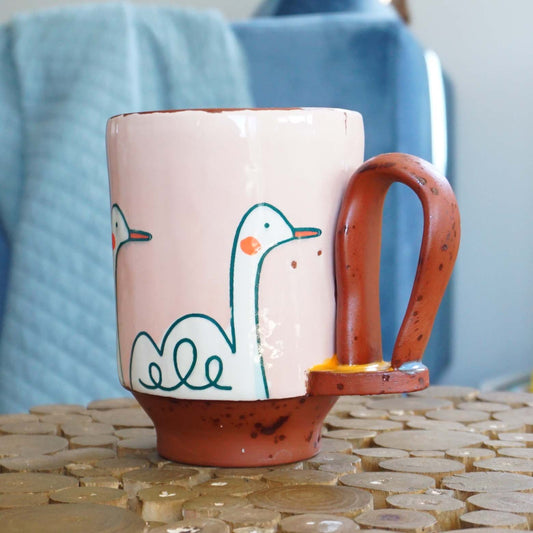 Swan Loop Handle Mug Pink