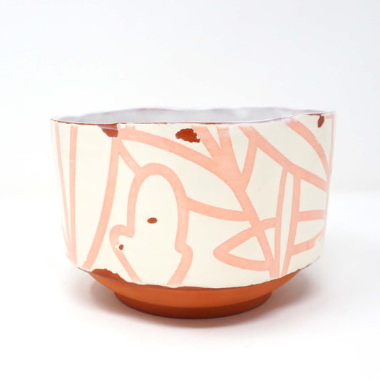 Bold Botanical Cereal Bowl Pink on White