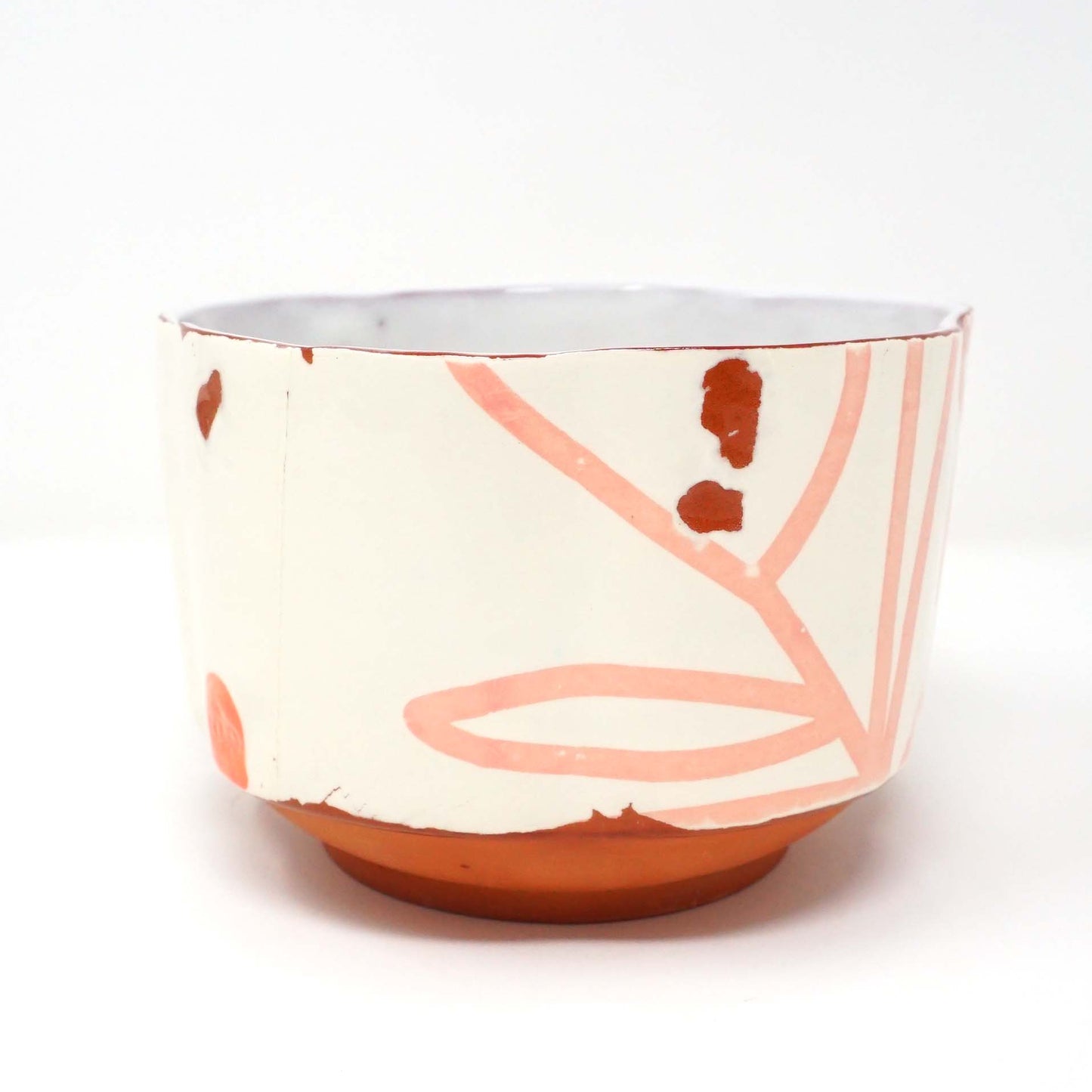 Bold Botanical Cereal Bowl Pink on White