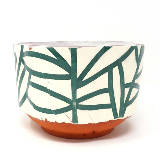 Bold Botanical Cereal Bowl Teal on White