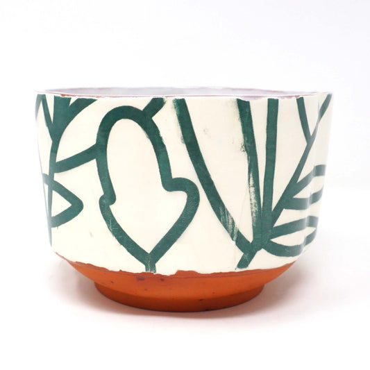 Bold Botanical Cereal Bowl Teal on White
