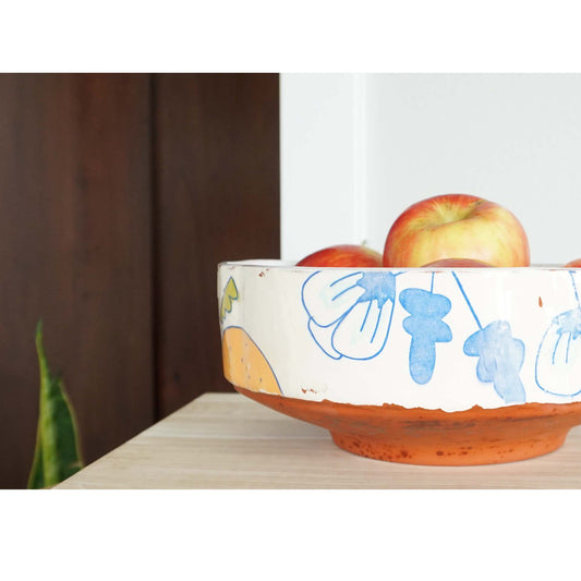 Orange Flora Serving Bowl