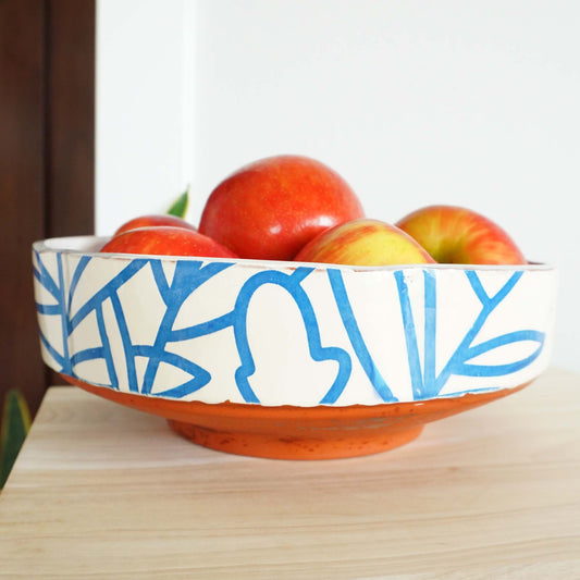 Bold Botanical Blue on White Serving Bowl
