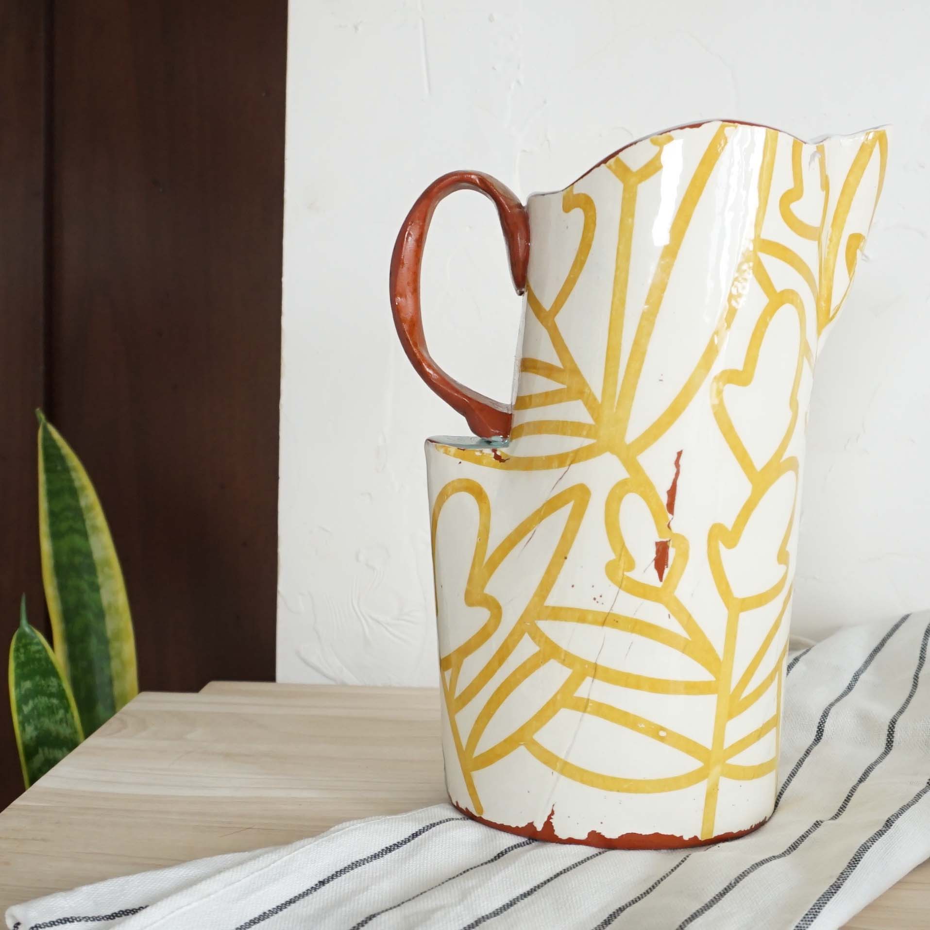 Bold Botanical Pitcher Chartreuse – catie miller ceramics
