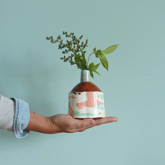 SALE: Overlay Collection Bud Vase Pink Geese