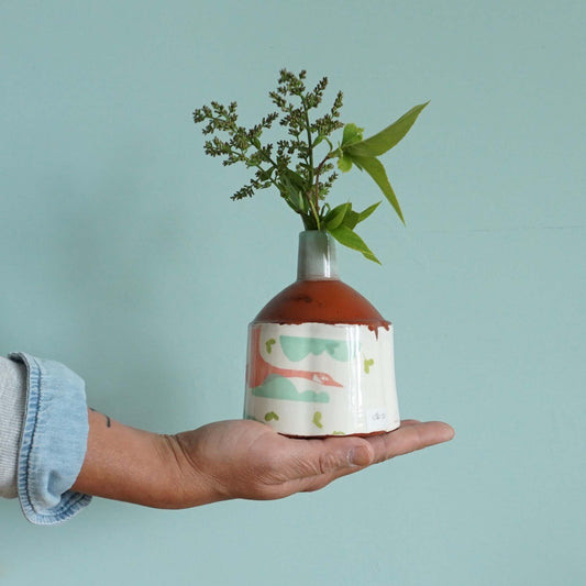 SALE: Overlay Collection Bud Vase Pink Geese