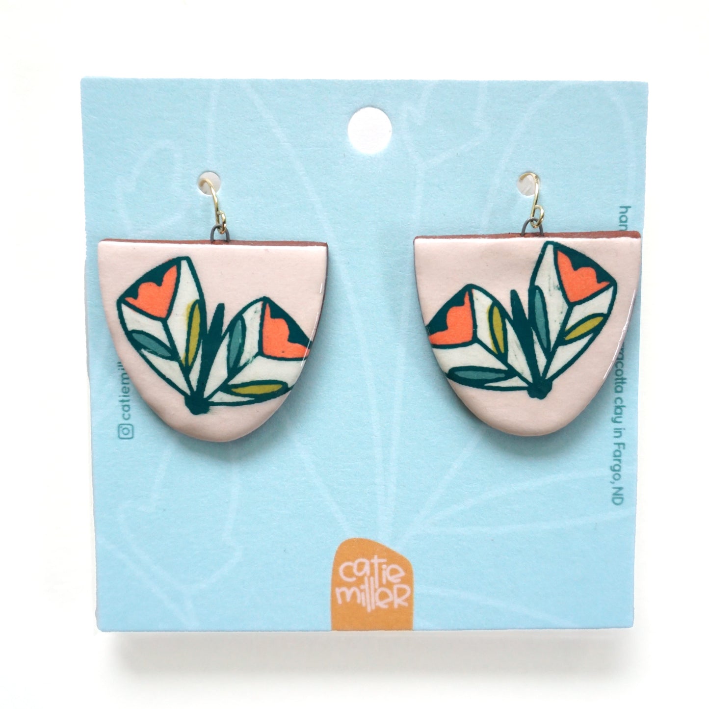 Pink Moth Dangle Earrings