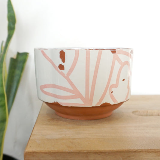 SALE: Bold Botanical Cereal Bowl Pink on White
