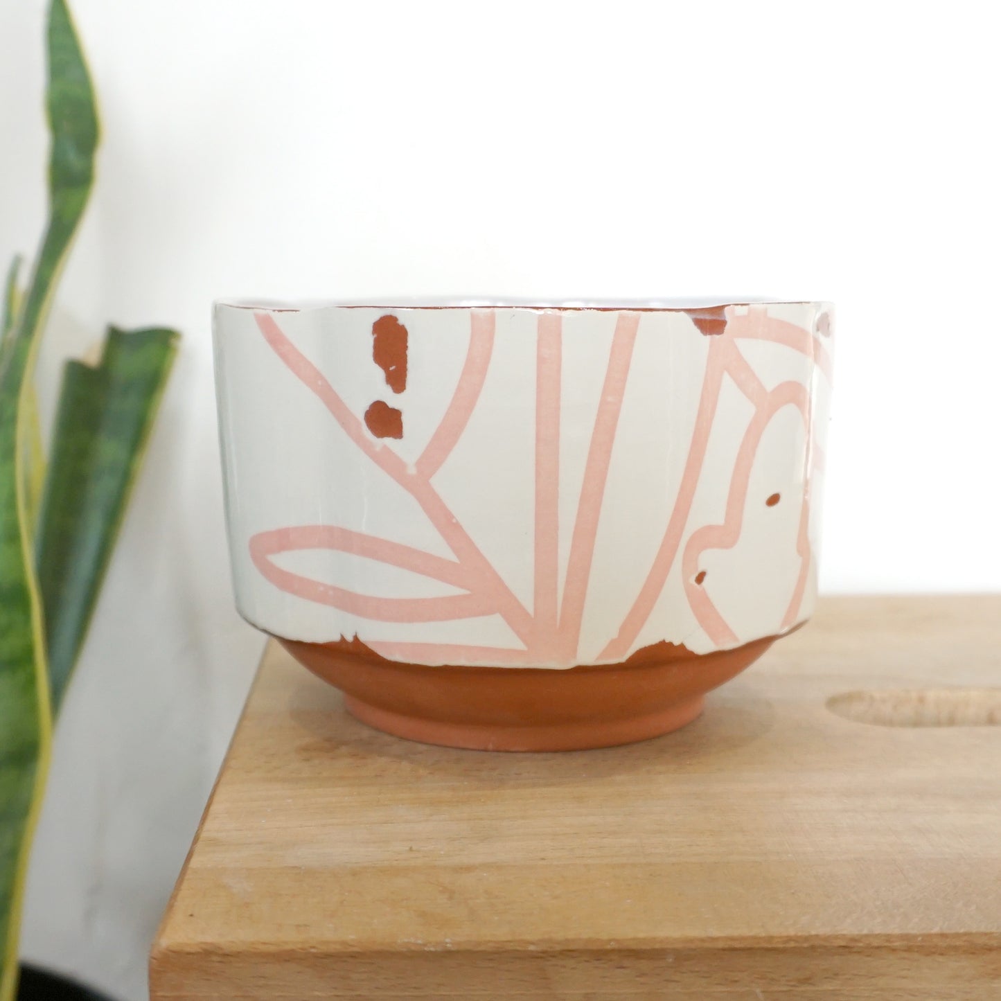 Bold Botanical Cereal Bowl Pink on White