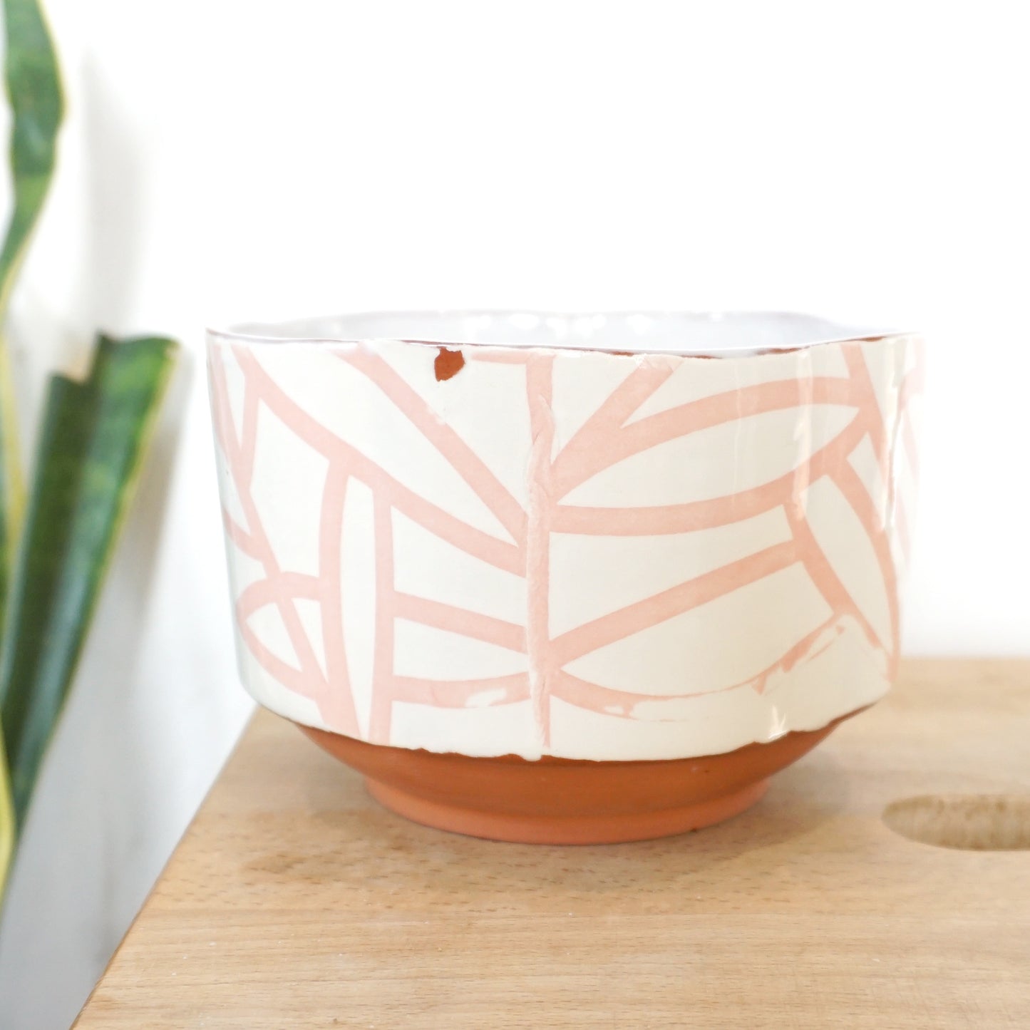 Bold Botanical Cereal Bowl Pink on White