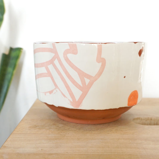 SALE: Bold Botanical Cereal Bowl Pink on White