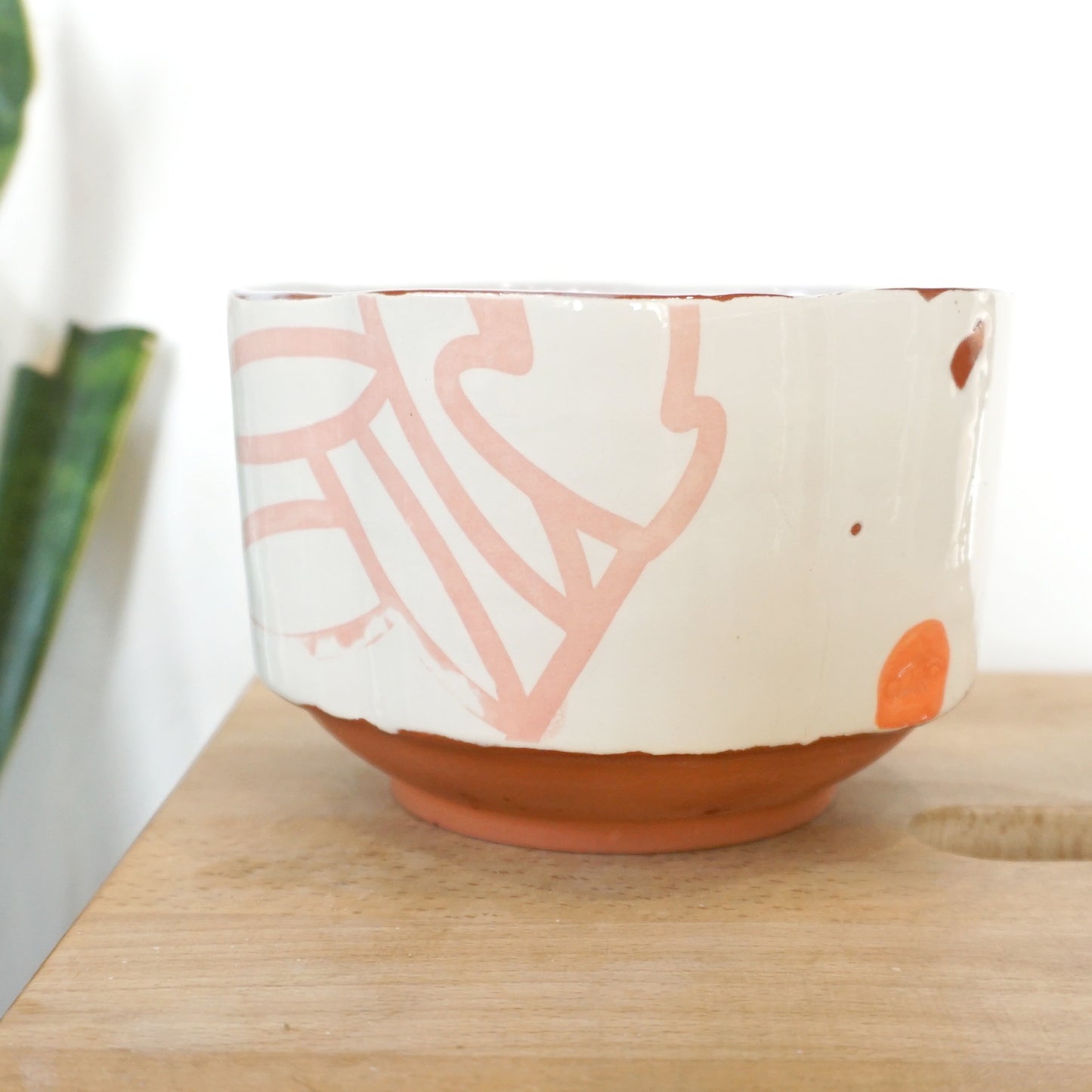 Bold Botanical Cereal Bowl Pink on White