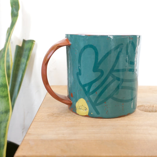 Bold Botanical Teal on Teal Mug